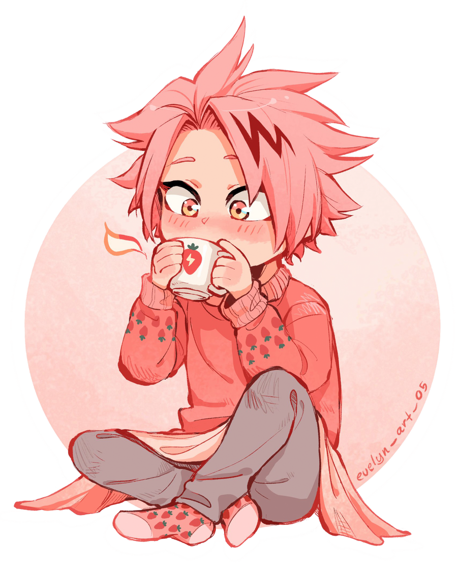 strawberry themed denki with mug